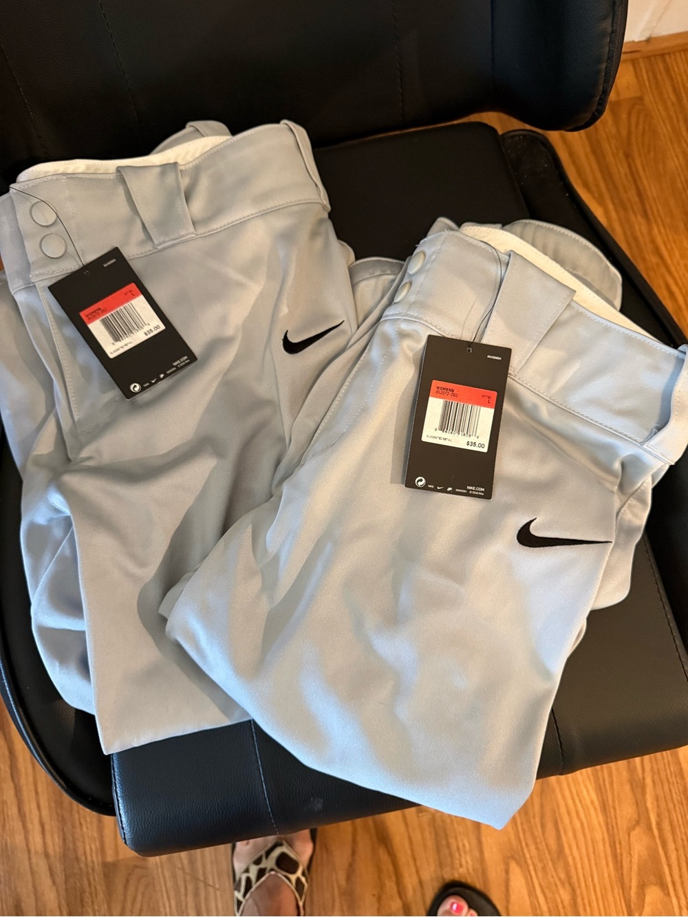 Nike Light Gray Performance Pants with Black Swoosh